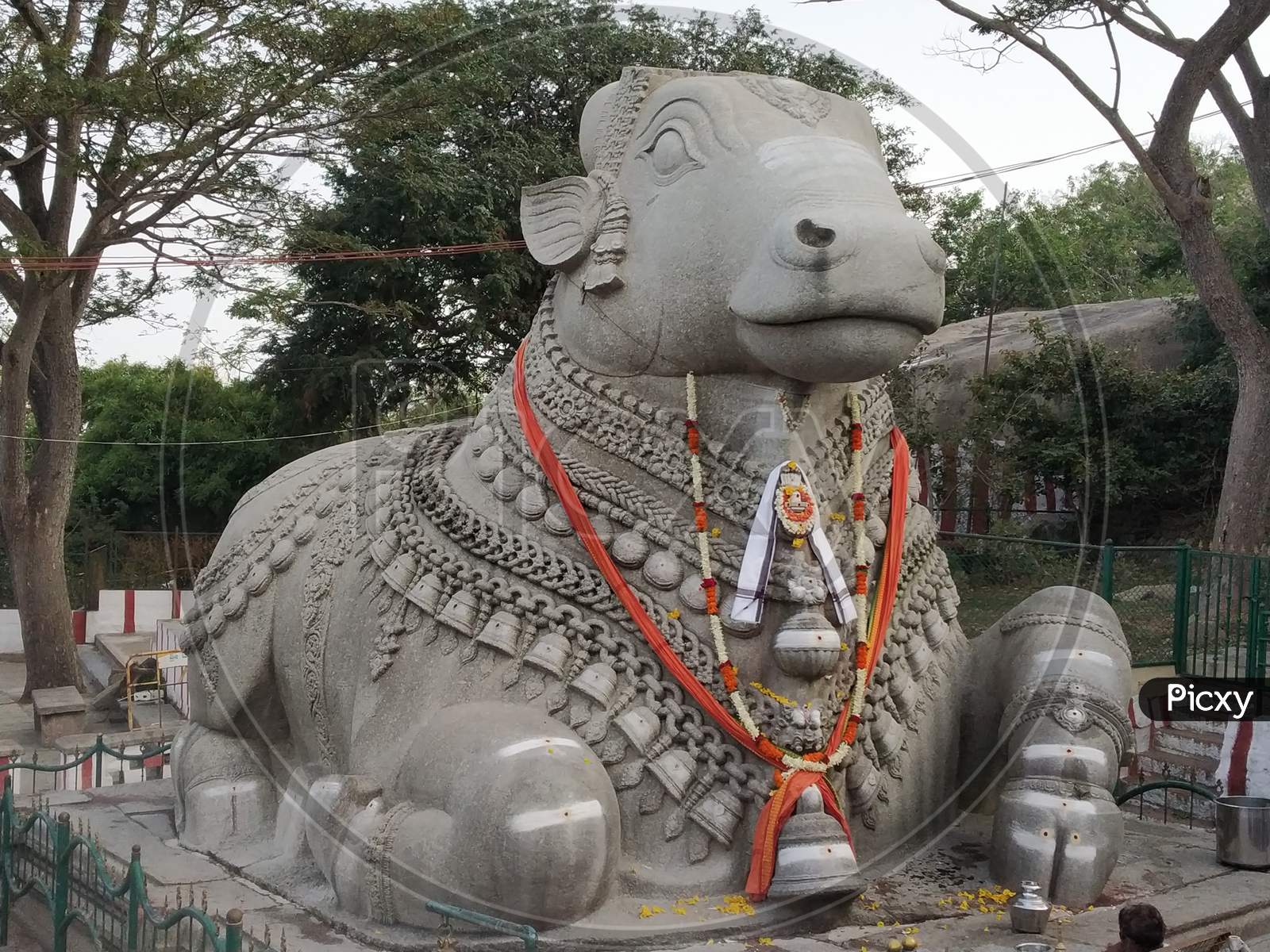 Large Nandi Statue carved in stone Hindu Temple Mysore Karnataka Nandi Hill Statue 8