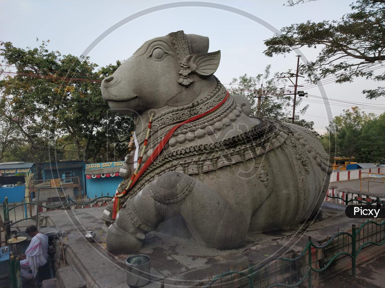 Large Nandi Statue carved in stone Hindu Temple Mysore Karnataka Nandi Hill Statue 13