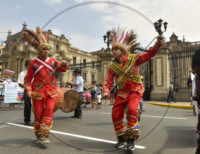 Peruvian religious dancers