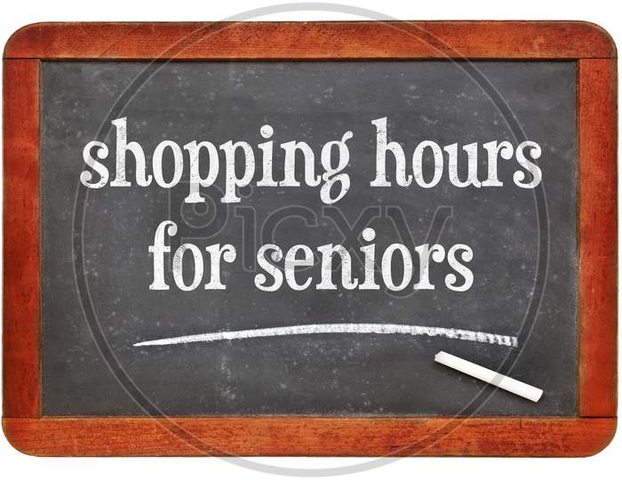 Shopping Hours For Seniors Words In Blackboard