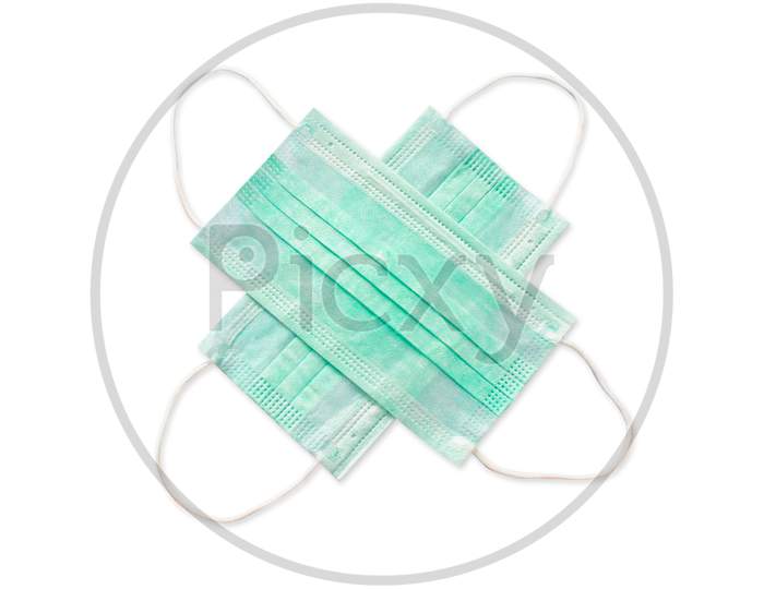 Medical Protective Face Mask On White Background, Disposable Surgical Face Mask Cover The Mouth And Nose. Healthcare And Medical Concept