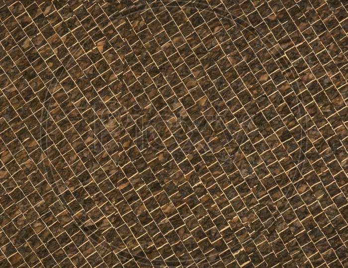 Portuguese Corkskin Paper Background. This Versatile, Naturally Water-Resistant Paper Is Hand Made In Portugal. Thin Layers Of Dark Brown Cork Are Laminated In A Tiny Grid Pattern Onto A Smooth Base Sheet. Panoramic Web Banner.