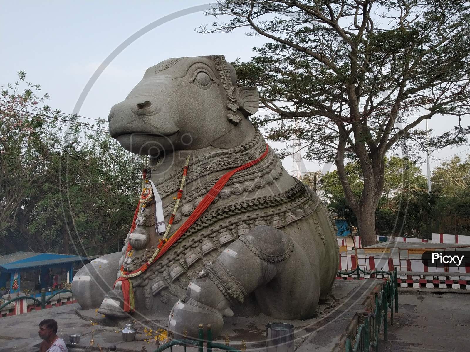 Large Nandi Statue carved in stone Hindu Temple Mysore Karnataka Nandi Hill Statue 10