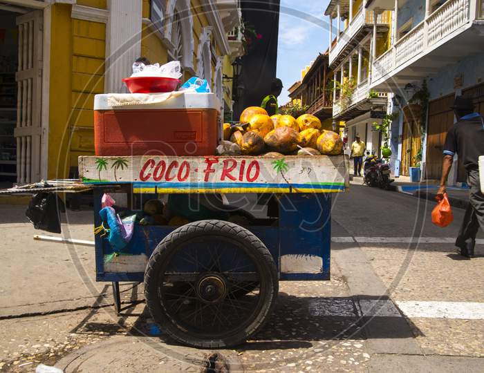 coconut  cold in the street of  Colombia