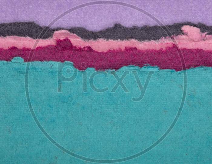 Image of Pink Sunrise Or Sunset Over Sea Abstract Landscape - A ...