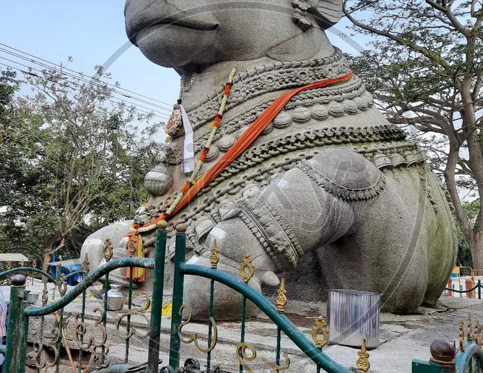 Large Nandi Statue carved in stone Hindu Temple Mysore Karnataka Nandi Hill Statue 19