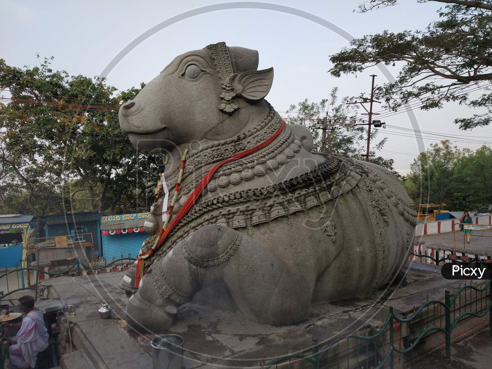 Large Nandi Statue carved in stone Hindu Temple Mysore Karnataka Nandi Hill Statue 11
