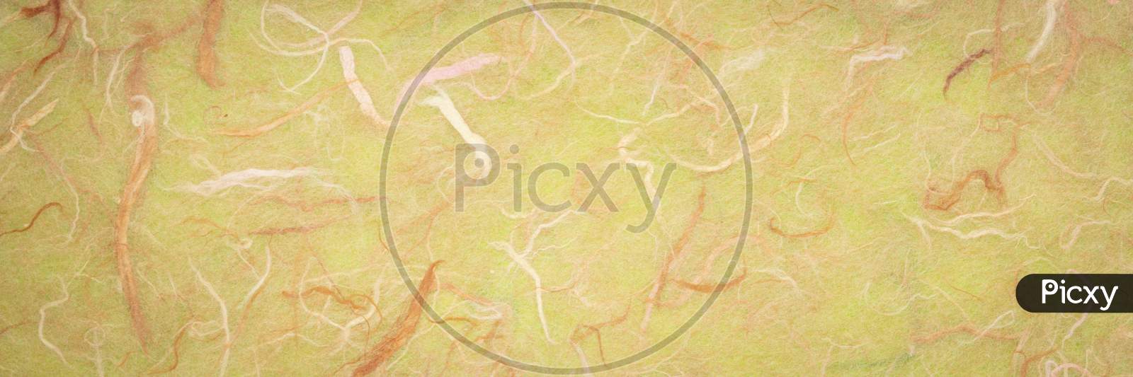 Background Of Light Green Textured Handmade Mulberry Paper, Panoramic Web Banner