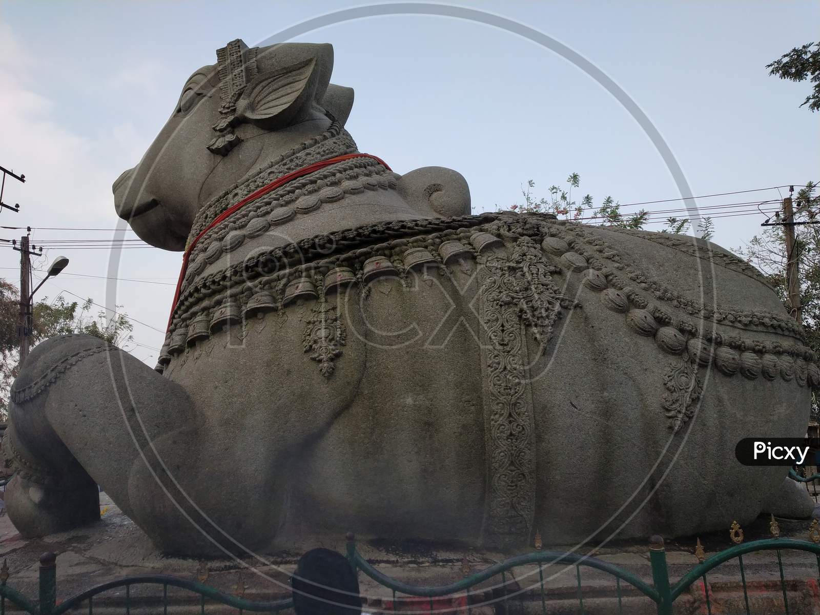 Large Nandi Statue carved in stone Hindu Temple Mysore Karnataka Nandi Hill Statue 17