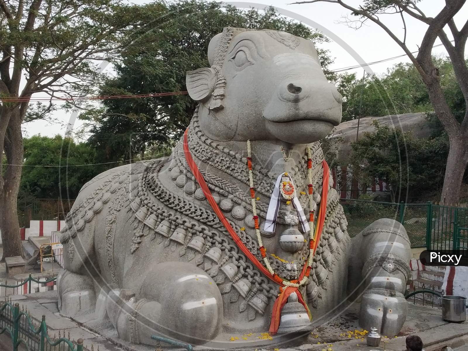 Large Nandi Statue carved in stone Hindu Temple Mysore Karnataka Nandi Hill Statue 7