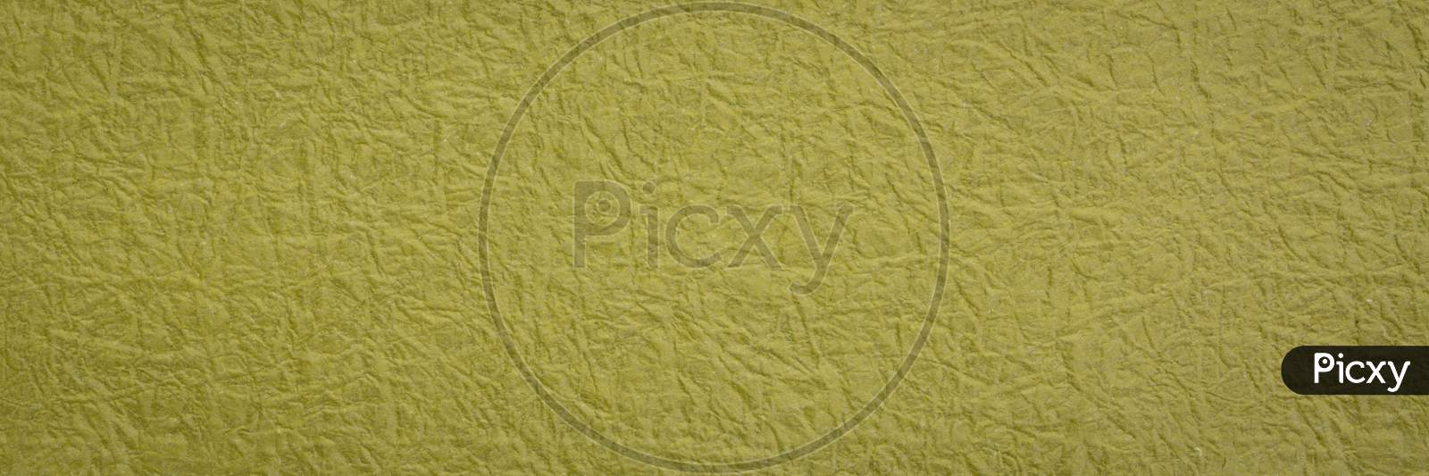 Moss Green Japanese Momi Washi Paper Background Featuring A Rough, Evenly Textured Surface Formed By Crinkling The Paper During The Manufacturing Process, Panoramic Banner