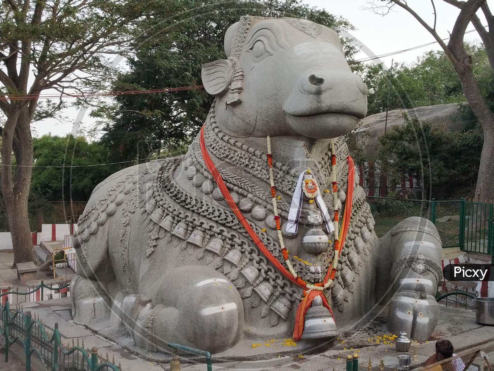 Large Nandi Statue carved in stone Hindu Temple Mysore Karnataka Nandi Hill Statue 3