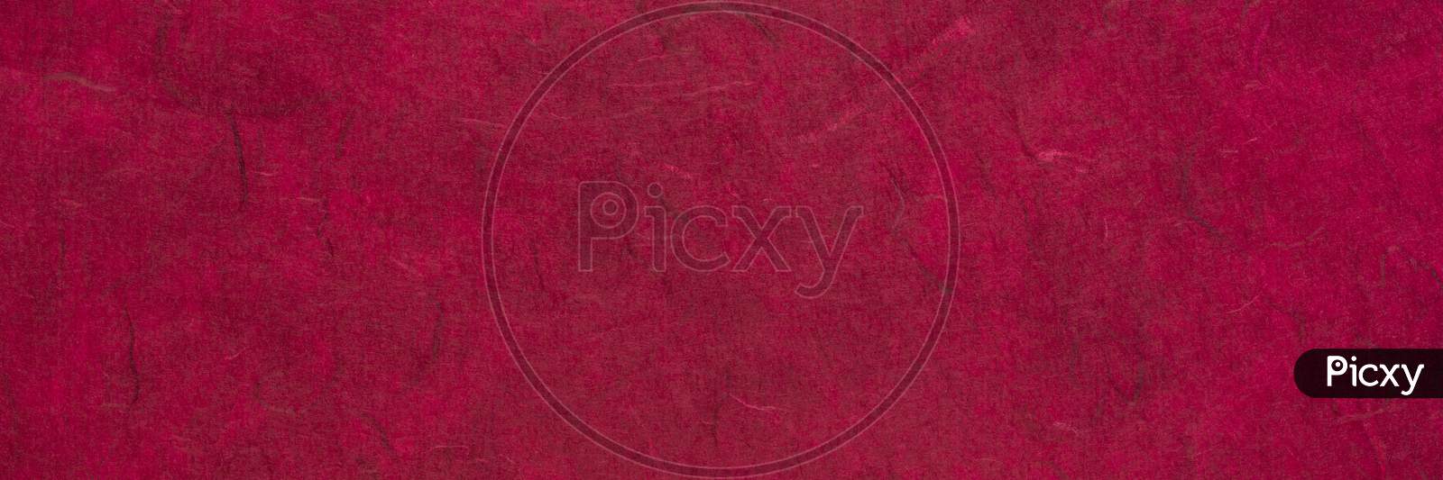 Background Of Dark Red Textured Handmade Mulberry Paper, Panoramic Web Banner