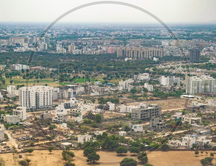Aerial view of suburban area near jaipur
