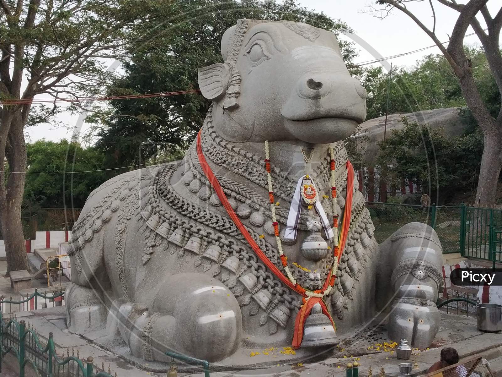 Large Nandi Statue carved in stone Hindu Temple Mysore Karnataka Nandi Hill Statue 4