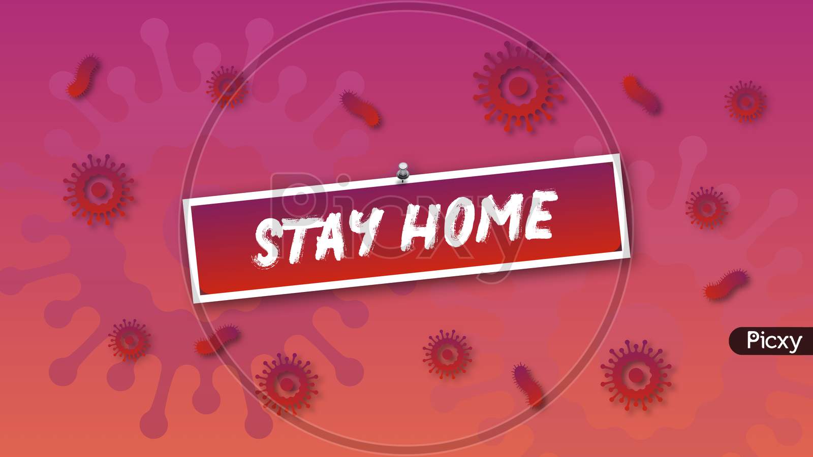 Stay Home Text With Artificial Corona Virus Background