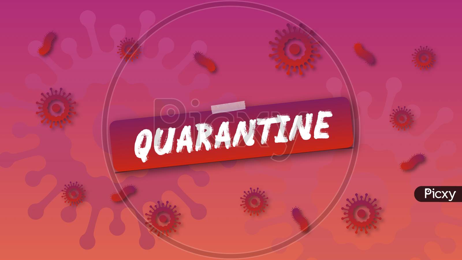 Quarantine Text With Artificial Corona Virus Background