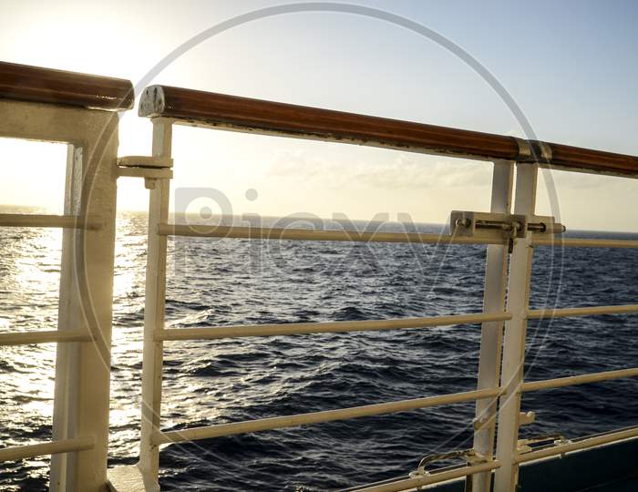 cruise ship rails on the sea