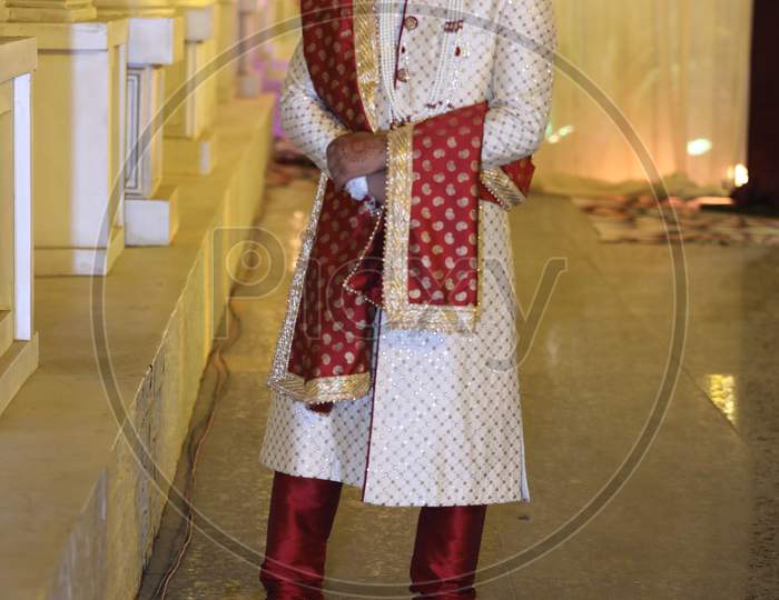 Indian Groom in traditional dress on a marriage day