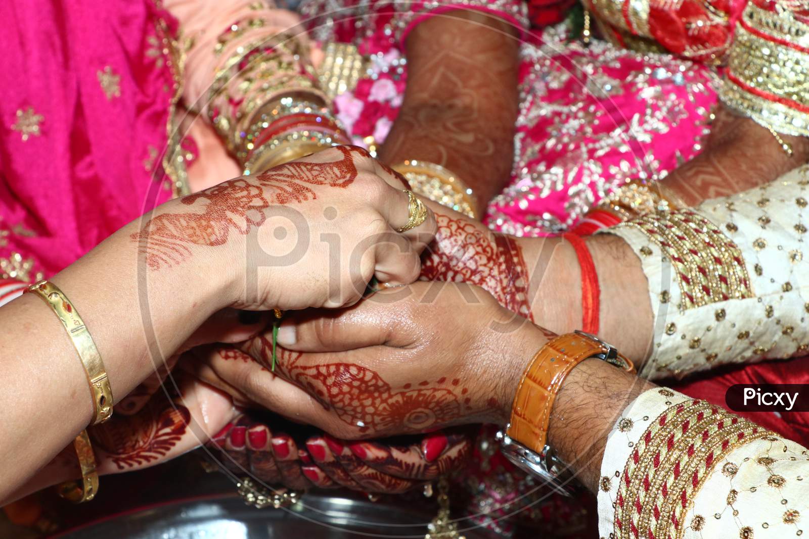 Traditional practice on a Wedding day in India