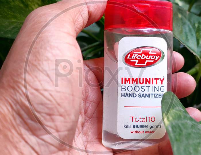 Hisar, Haryana, India - 25 March 2020 : Lifebuoy Hand Sanitizer, For Killing Gems On Hand Without Water, In India Sanitizers Are Quite Famous For Their Use And Purpose.
