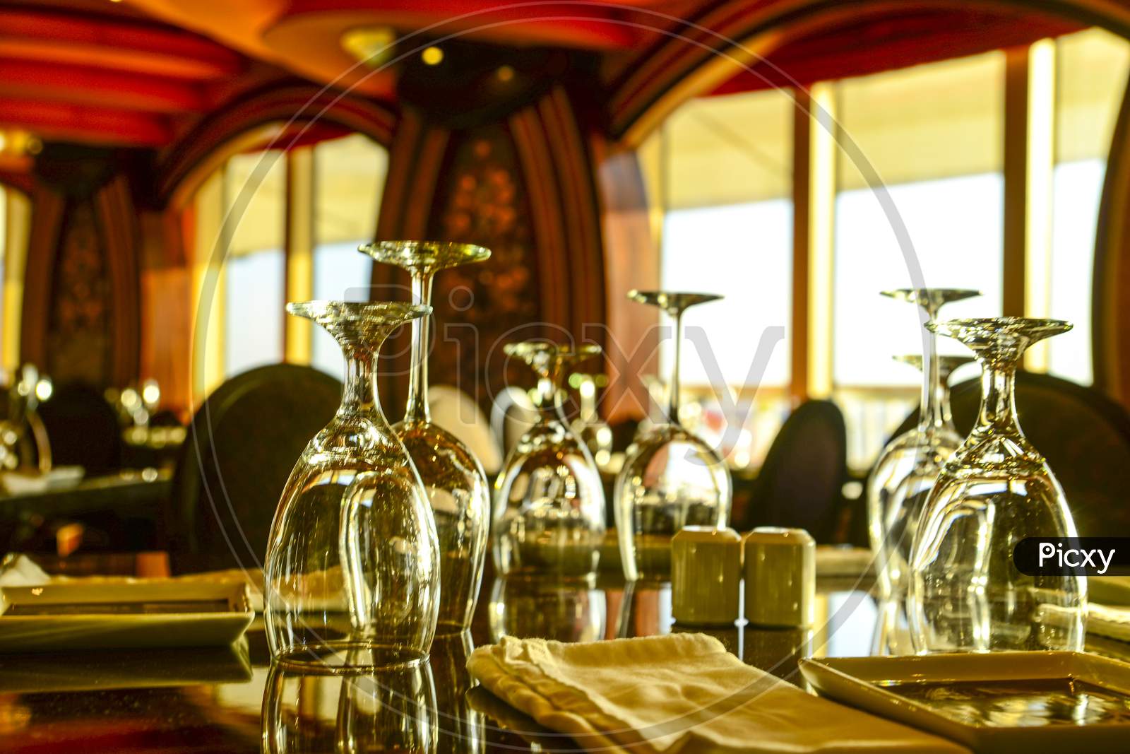 wine glass on elegant dining room