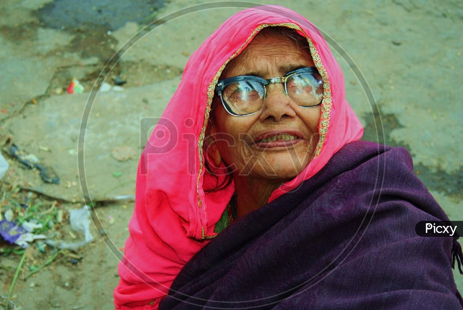 Senior woman portrait, in Rajasthan