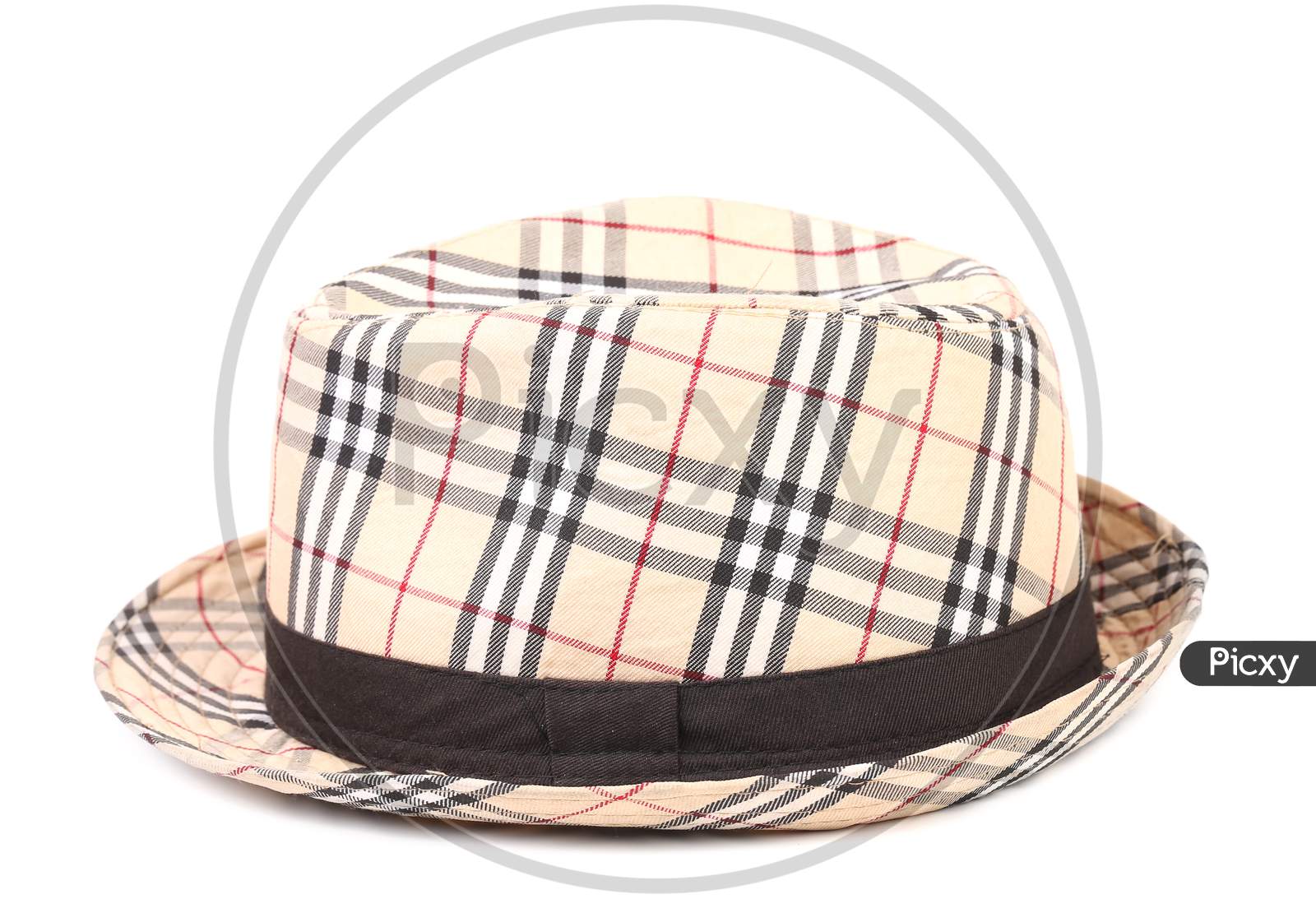Checked Hat.  Isolated On A White Background