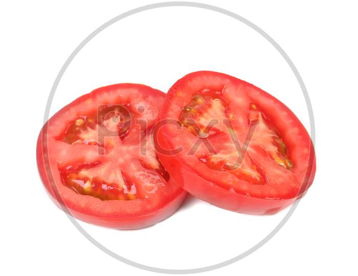 Slices Of Tomato. Isolated On A White Background.