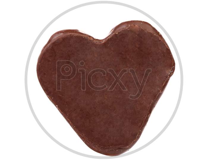 Heart Shape Chocolate Meringues. Isolated On A White Background.