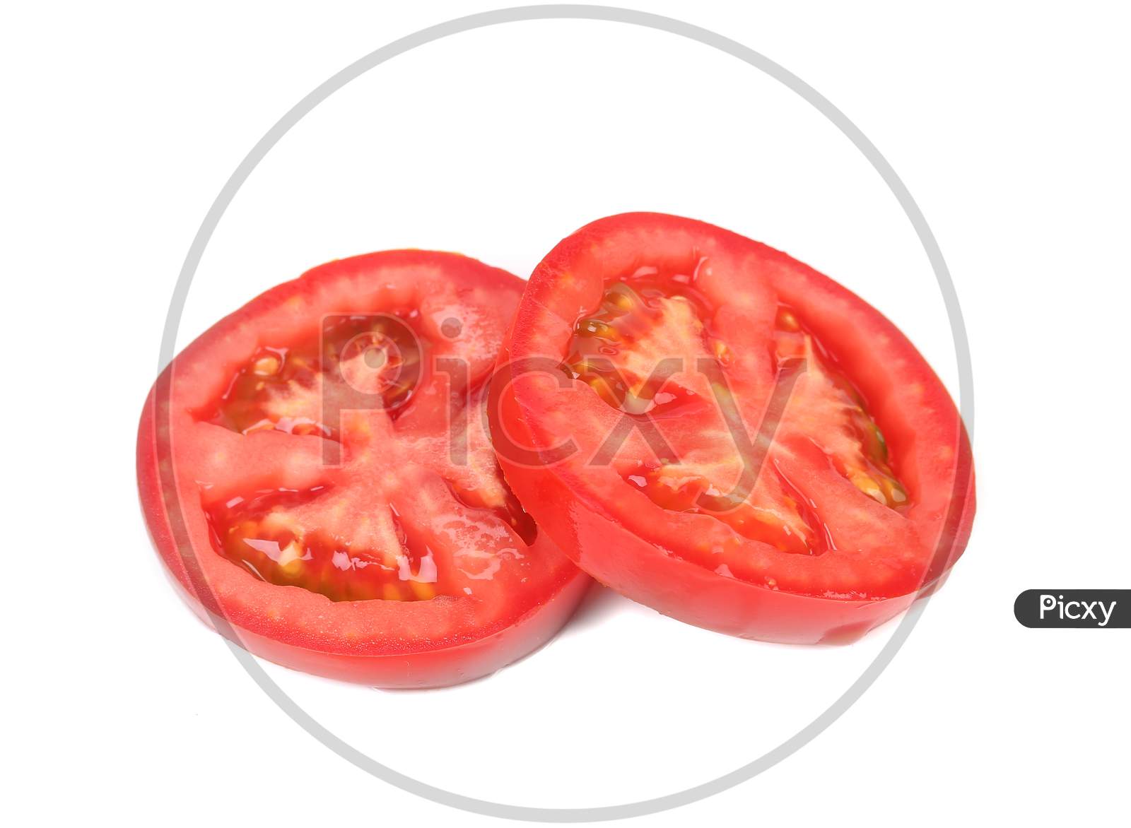 Slices Of Tomato. Isolated On A White Background.