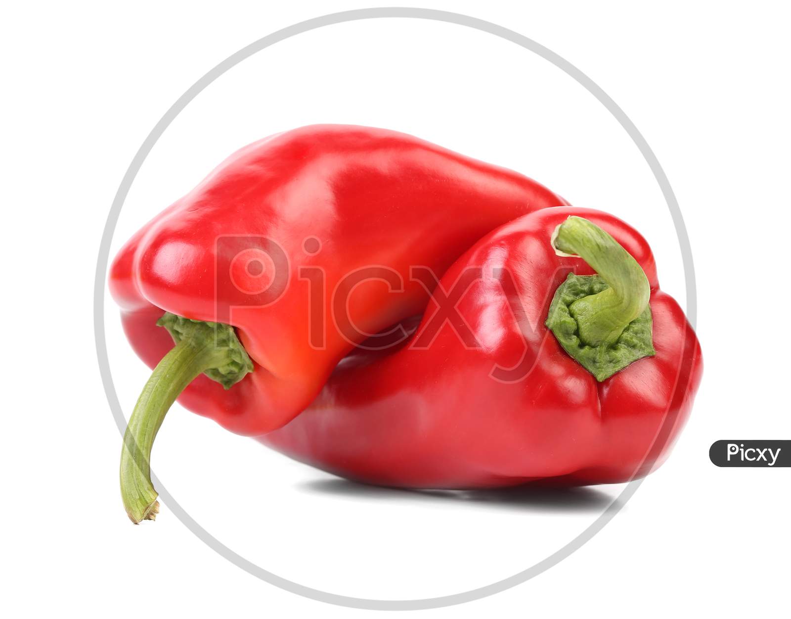 Two Red Sweet Pointy Pepper. Isolated On A White Background.