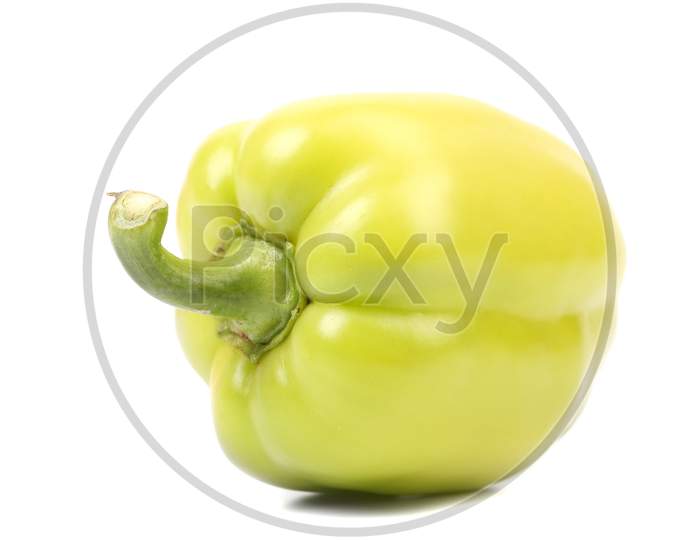 Green Bell Pepper Isolated.  Isolated On White Background