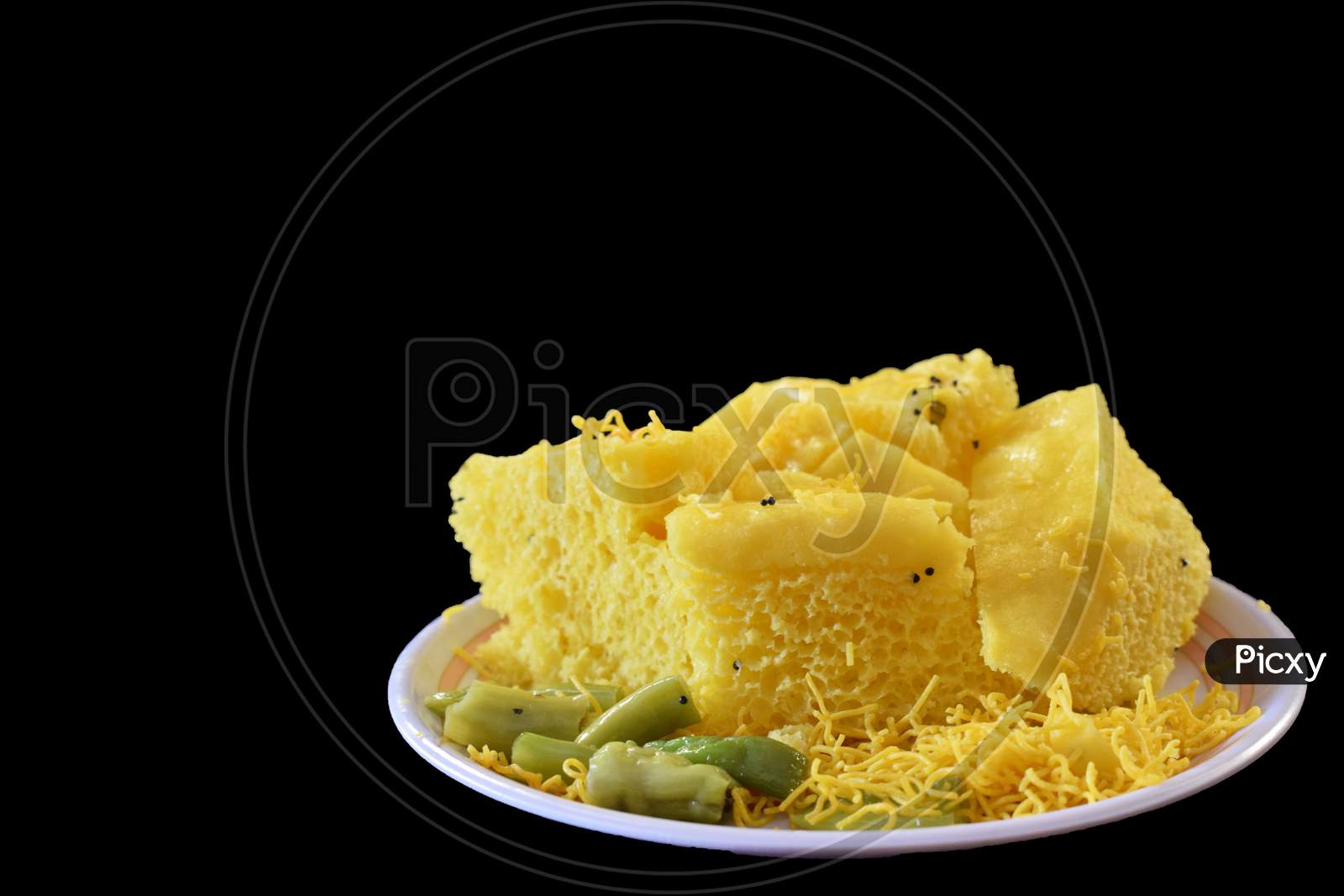 Khaman-Dhokla Indian breakfast, lunch and also dinner front view