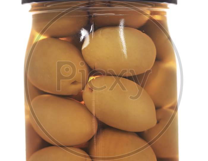 Jar Of Apricot Preserves Isolated On White Background