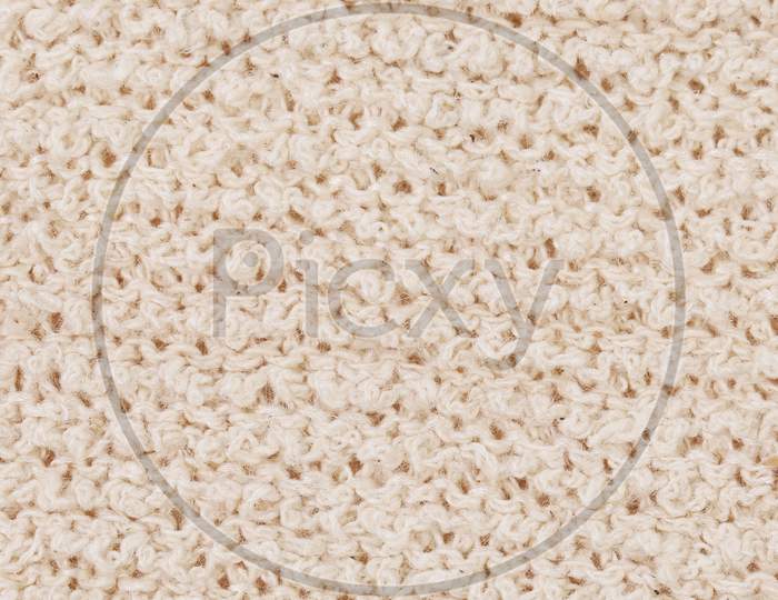 Background Of Knitted Fabric Texture. Close Up