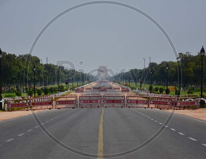 Deserted Raj Path Roads Due to Lock Down For Corona Virus Or COVID 19 Outbreak in Delhi