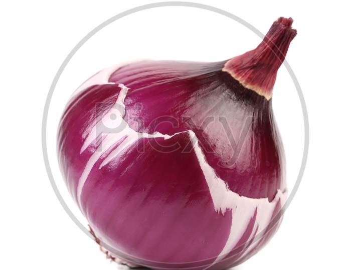 Peeled Red Onion Bulb. Isolated On A White Background