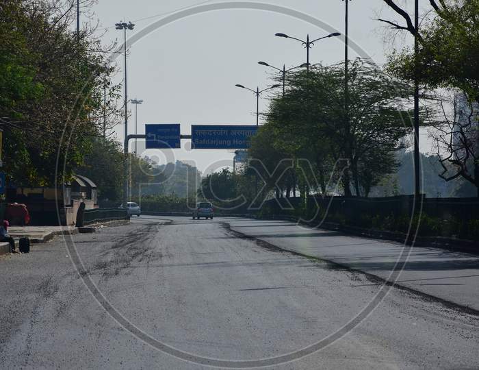 Deserted Roads Due to Lock Down For Corona Virus Or COVID 19 Outbreak in Delhi