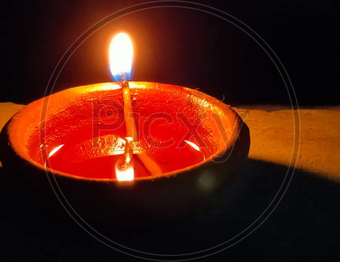 Photo of a beautiful Diwali oil lamp