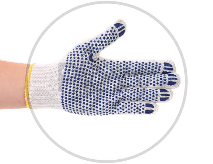Hand In Protective Glove. Isolated On A White Background