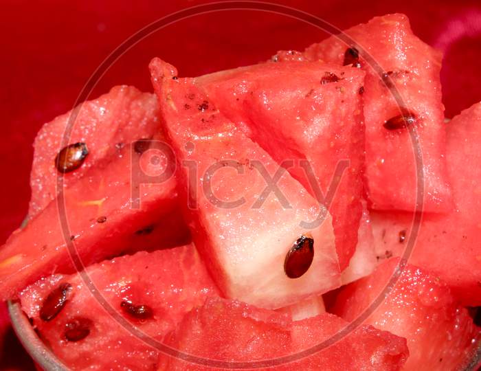 Watermelon Pieces In an Bowl