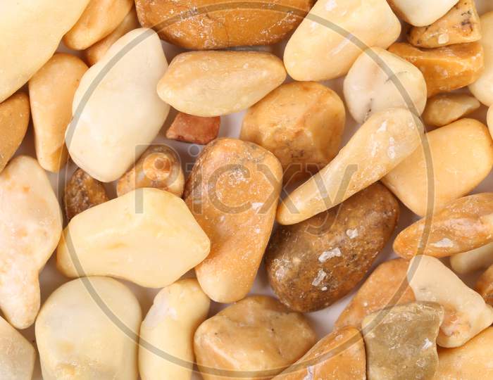 Pebbles As A Stone Texture. Close Up. Whole Background