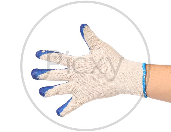 Rubber Protective Blue Glove. Isolated On A White Background