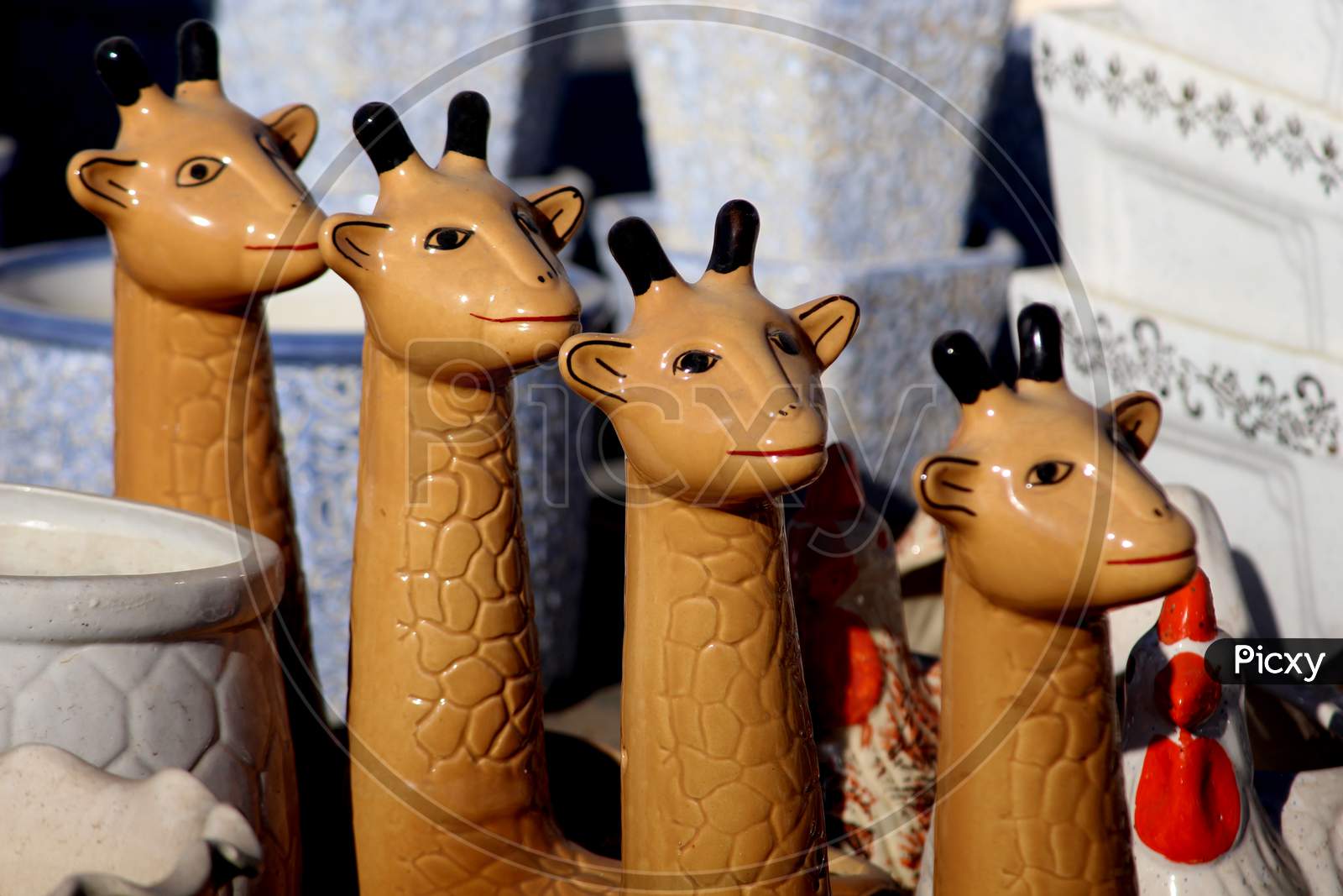 Home Decorative Items Of Earthenware Or Ceramic at a Vendor Stall