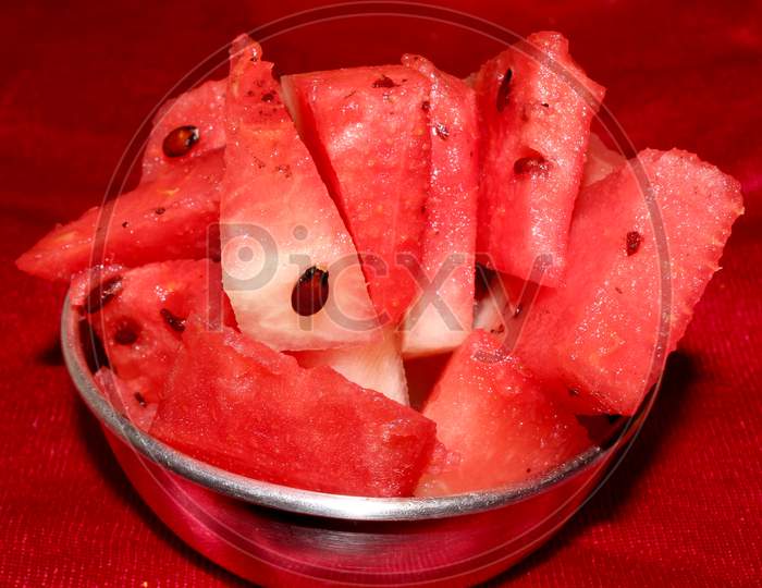 Watermelon Pieces In an Bowl