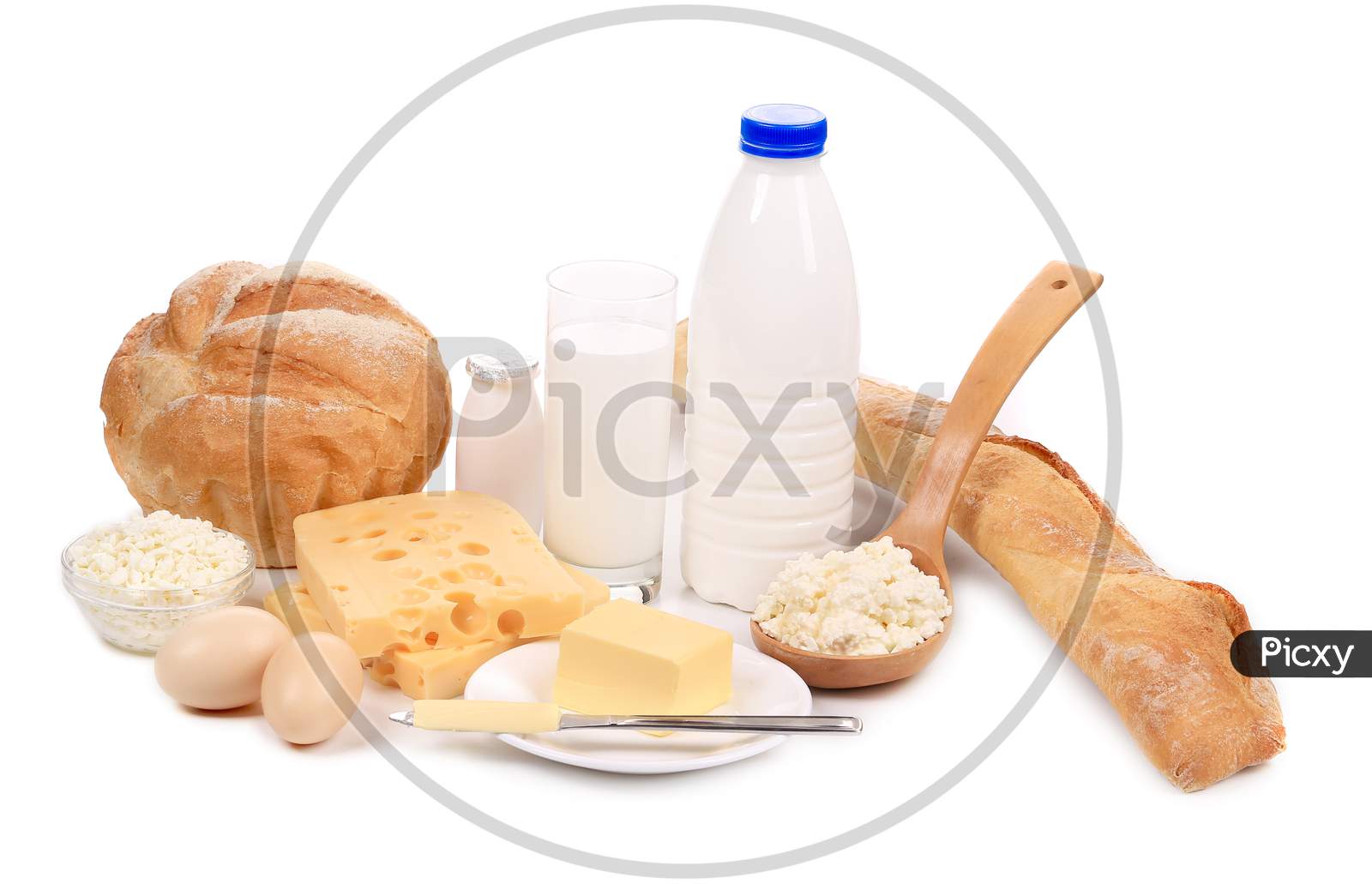 Healthy Breakfast Products. Isolated On A White Background.