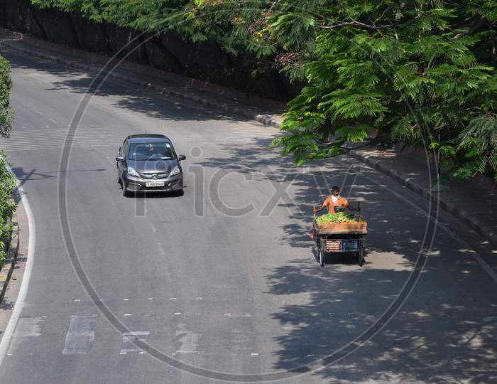 deserted roads in Banjara Hills, amid nationwide lockdown due to corona virus pandemic outbreak