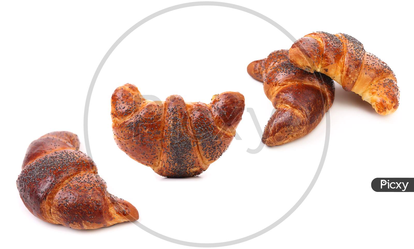 Appetizing Croissants With Poppy. Isolated On A White Background.