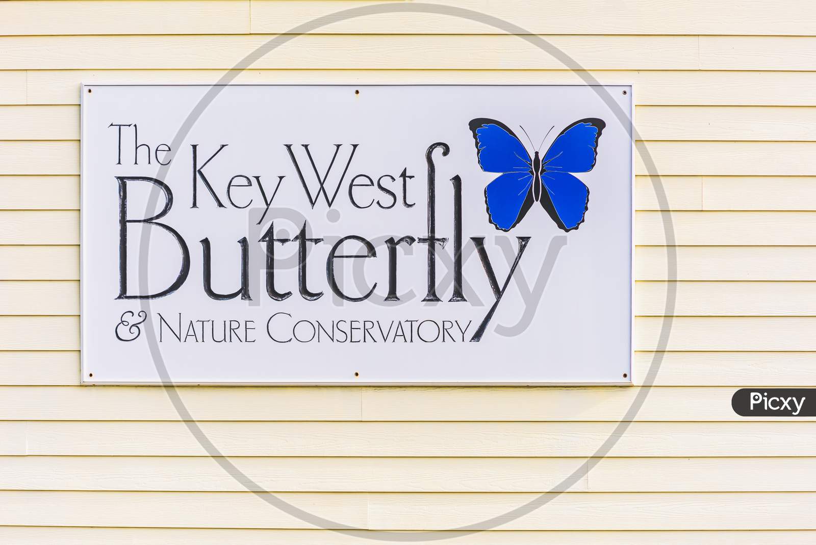 Key West, Florida, Usa, 10/25/2016. The Key West Butterfly & Nature Conservatory Sign. Editorial use only
